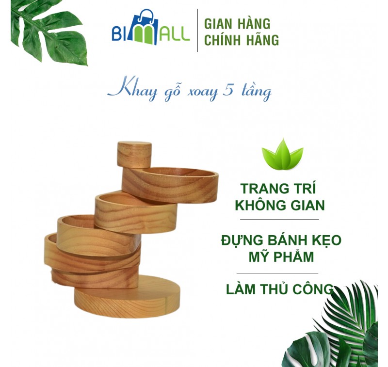 Khay gỗ xoay 5 tầng